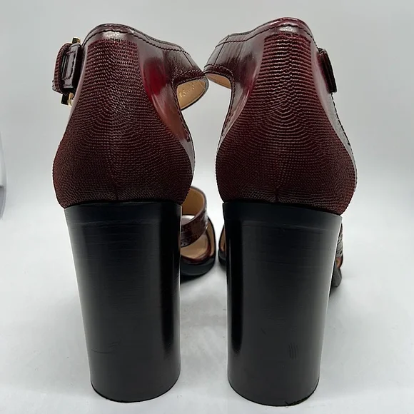 Salvatore Ferragamo Cherry Leather Nuala Block Heel Sandals Shoes **Sz 10**π₯π₯ - Picture 8 of 11